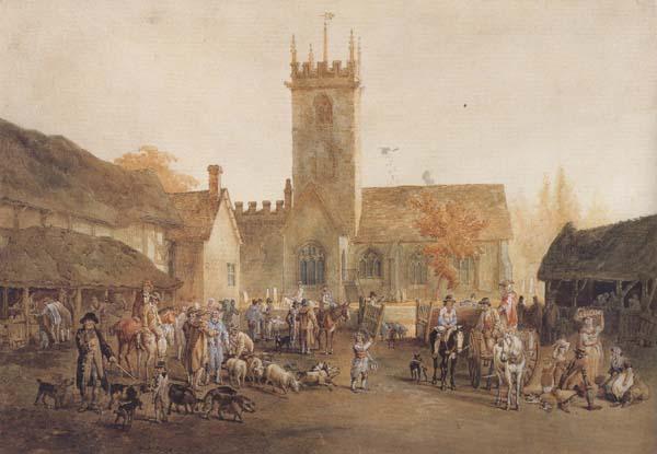 William Henry Pyne The Pig Market,Bedford with a View of St Mary's Church (mk47) China oil painting art